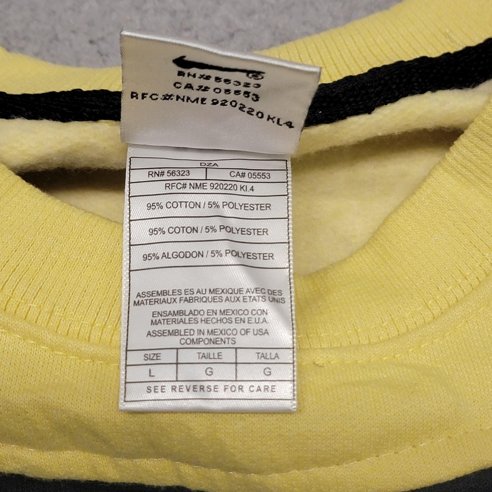 Vintage Nike Sweatshirt Mens Large Yellow Black Hand Graphic Fleece Crewneck 90s - Picture 4 of 11